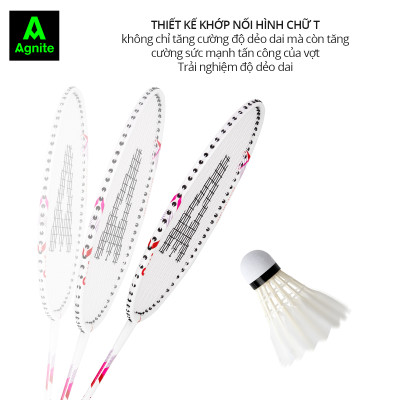 Cặp vợt cầu lông cán liền quấn cao su Agnite - Họa tiết khỏe khoắn - Kèm bao vợt cao cấp và cầu lông - 2 chiếc - Hàng chính hãng - F2110