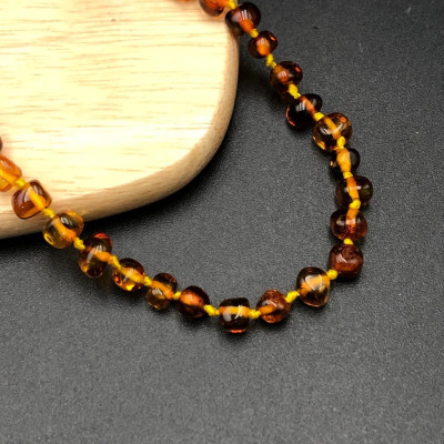 Vòng Cổ , Dây Chuyền Dành Cho Bé Hổ Phách Nhựa Thông Màu Đậm Chính Hãng BẠC HIỂU MINH DTE058S