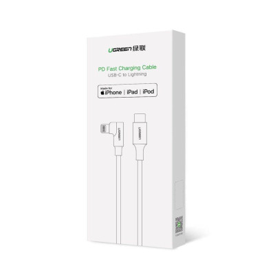 Ugreen UG60764US305TK 1.5M đầu lightning bẻ 90 độ có chip MFI ra cáp USB type C màu đen - HÀNG CHÍNH HÃNG