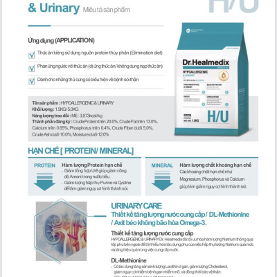 HẠT DR.HEALMEDIX URINARY CANINE (PRUNUS) - HẠT CAO CẤP NGĂN NGỪA BỆNH SỎI THẬN CHO CHÓ - 1.5KG