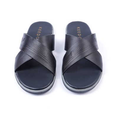 Dép da nam quai chéo cao cấp siêu bền KEEDO PK015