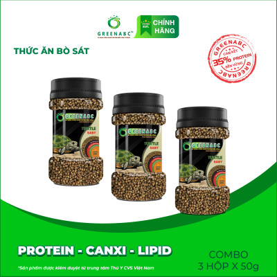 Thức ăn bò sát Rùa Nước GREENABC – Cung cấp protein, canxi, lipid giúp tăng kích thước, mai cứng chắc - Hộp 50g và 230g