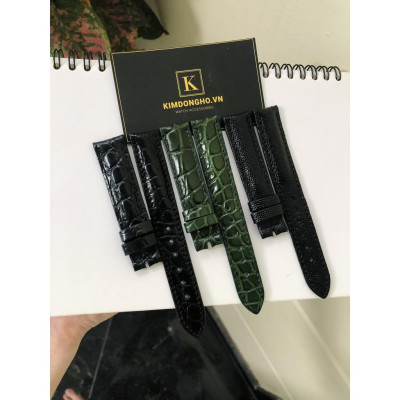 Dây Đồng Hồ Da Bò Thật Hai Mặt Vân Cá Sấu, Cá Đuối Tặng Kèm Đồ Thay Dây
