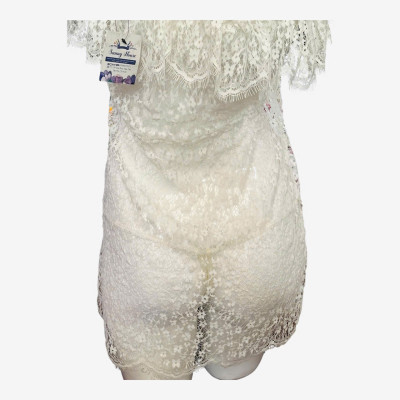 Váy Ngủ Ren Hoa D507 Cột Dây Khoét Ngực Xuyên Thấu Kèm Chip