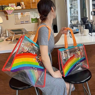 Túi Tote Nhựa PVC Trong Suốt Họa Tiết Cầu Vồng - Thời Trang Hiện Đại - HÀNG CHÍNH HÃNG MINIIN