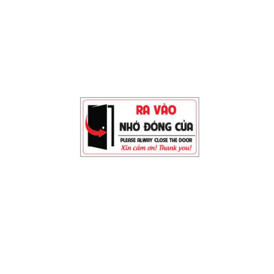 Tem Nhắc Nhở Ra Vào Nhờ Đóng Cửa, Tem Decal Nhựa Dán Chú Ý Ra Vào, Nhỏ Gọn, Nhờ Đóng Cửa Để An Toàn. Takyhome 5005