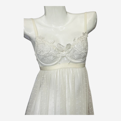 Váy Ngủ Ren Lưới D607 Có Gọng Thêu Hoa Xuyên Thấu Gợi Cảm