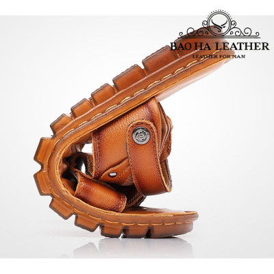 Dép nam quai hậu da bò thật BHD9808 Dép sandals nam quai ngang