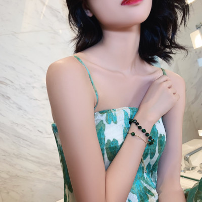 Combo 2 Lắc tay Ngọc Lục bảo, Chất liệu Đá Thạch Anh Ngọc Lục (Quart Group), cỡ hạt 7-8li, Kèm bản Photocopy KIỂM ĐỊNH ĐÁ QUÝ TẠI SJC – MS G87695 -  kèm hộp đựng Hoa Hồng, mẫu CrownX.436B.2