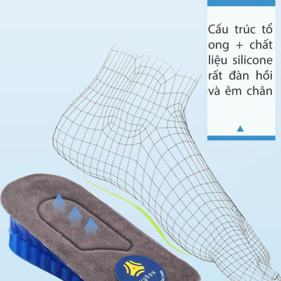 Bộ 4 miếng lót độn đế silicone tổ ong tăng 3.5cm chiều cao - buybox - BBPK43