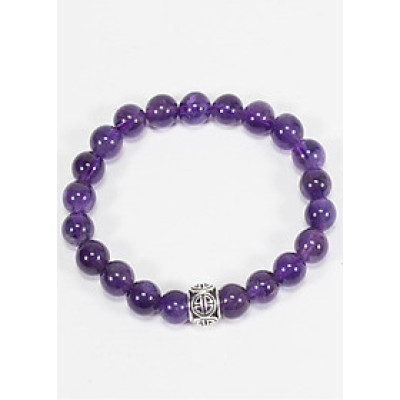 Vòng đá Thạch Anh Tím phối charm bạc (8mm) Ngọc Quý Gemstones