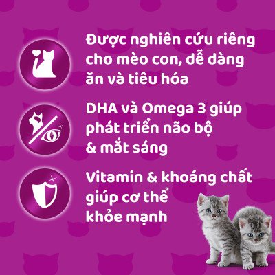 [Combo 12 Gói] Thức Ăn Cho Mèo Con WHISKAS Junior 2-12 months Vị Cá Thu 80g/Gói