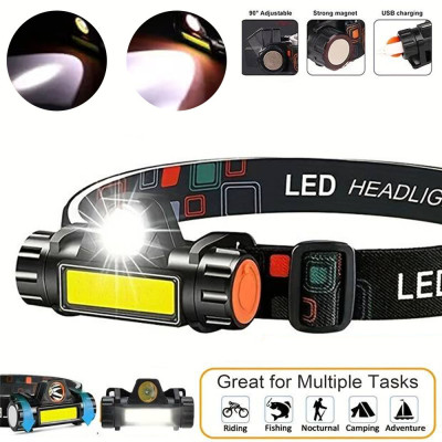 Đèn Pha LED Chống Nước Đa Năng Đèn Pha Sạc USB + COB Đèn Pin Đội Đầu Đèn Đội Đầu Công Suất Cao