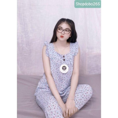 Đồ bộ nữ,đồ ngủ mặc nhà lửng 9 tấc vải lụa mango BL 35 họa tiết hoa nhí dễ thương size 47-60kg.