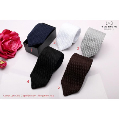 Cà Vạt Len Cao Cấp Bản  6Cm - Cavat Tự Thắt Kèm hộp Đủ Mẫu