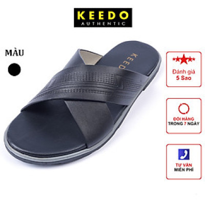 Dép da nam quai chéo cao cấp siêu bền KEEDO PK015