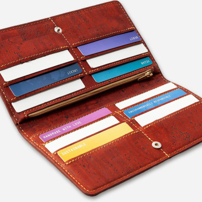 Ví nữ dạng mỏng Slim Wallet gập bấm cúc - HGcork Corkor  CK274 - Nhiều màu - Vật liệu 100% da cork thực vật thuần chay từ vỏ cây sồi Bồ Đào Nha, Siêu bền, Chống cháy, Chống mốc, Chống thấm nước, Thân thiện với môi trường – Hàng chính hãng, Sản xuất Handma