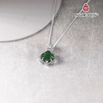 Dây chuyền Di lặc phỉ thúy cao băng lục type A  13x15mm dài 19mm - Ngọc Qúy Gemstones