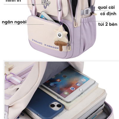 Balo đi học thời trang nữ phong cách nhật màu pastel kiểu dáng mới đựng laptop đi làm du lịch 9608