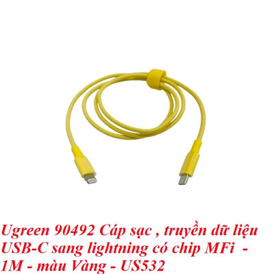Ugreen UG90492US532TK 1M màu Vàng có chip MFi Cáp sạc - truyền dữ liệu USB-C sang lightning - HÀNG CHÍNH HÃNG