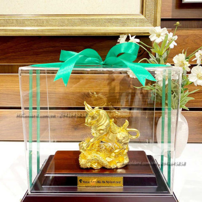 Tượng trâu phong thủy (14x17x22cm) MT Gold Art- Hàng chính hãng, trang trí nhà cửa, phòng làm việc, quà tặng sếp, đối tác, khách hàng, tân gia, khai trương 