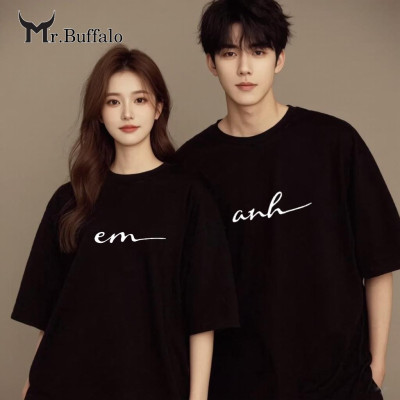 Áo đôi, Cặp cute "em - anh" cotton 100% Mr.Buffalo B12B13