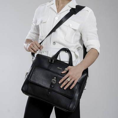 Túi Xách, Cặp Thời Trang Công Sở Nam Da Bò Alran Cao Cấp GCE12 Đen