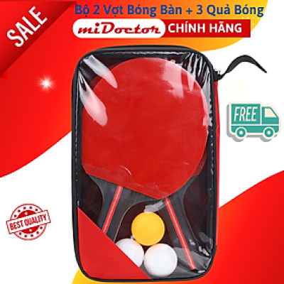 Bộ 2 Vợt Bóng Bàn Chính Hãng miDoctor + Túi Đựng Vợt Bóng Bàn + 3 Bóng 