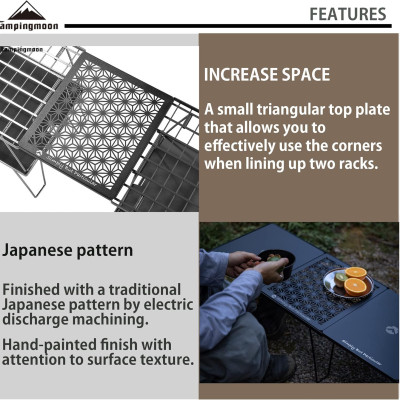 Mặt bàn nhôm 1/2 hoa văn Campingmoon T-2309C dùng cho kệ T230