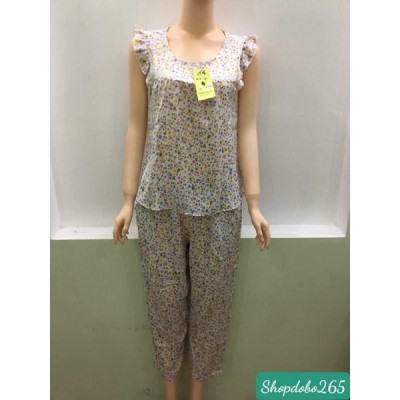 Đồ bộ nữ,đồ ngủ mặc nhà lửng 9 tấc vải lụa mango cao cấp BL 67 họa tiết hoa nhí siêu cưng size đại 58-67kg.