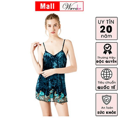 Đầm Ngủ Nhung Wannabe Velvet DN609 váy ngủ 2 dây phối ren hoa nổi bật quyến rũ