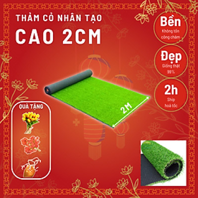 Thảm cỏ nhân tạo cỏ cao 2cm, trang trí trải sân vườn Hàng chuẩn loại đẹp cắt theo yêu cầu