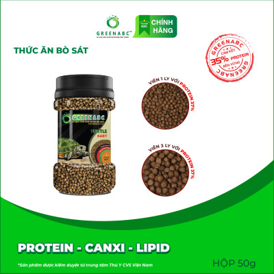 Thức ăn bò sát Rùa Nước GREENABC – Cung cấp protein, canxi, lipid giúp tăng kích thước, mai cứng chắc - Hộp 50g và 230g