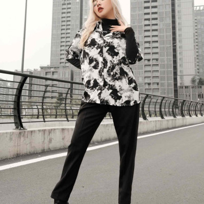 Áo somi tay ngắn mực loang