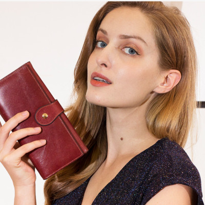 Ví Da Bò Cầm Tay Dáng Dài Thời Trang cao cấp Cho Nữ phong cách châu âu