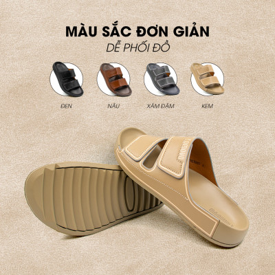 Dép Quai Ngang Nam Da Bò Nappa Cao Cấp Tomoyo TMD308