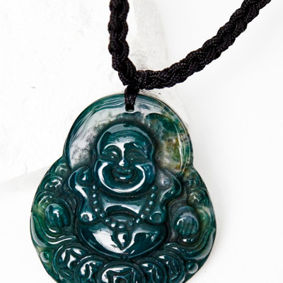 Mặt dây chuyền phật Di Lặc đá Chalcedony 4x4.5cm - Ngọc Quý Gemstones