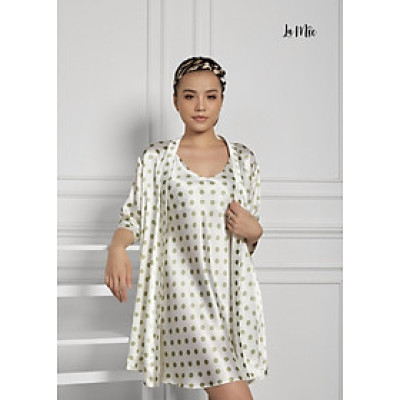 Set Áo Choàng Và Váy Ngủ 2 Dây Chấm Bi Maxivic, La Mộc - MM112102