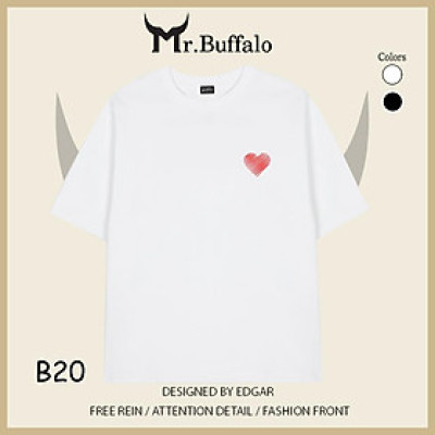 Áo Thun Đôi, Cặp Mr.Buffalo "Trái tim" Tshirt Cotton 100% có bigsize Unisex Local Brand B20
