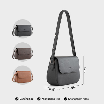 Túi Trita ( Thời trang nữ dáng hộp nắp gập bo tròn viền size 23 - Túi đeo chéo da RHN162 )