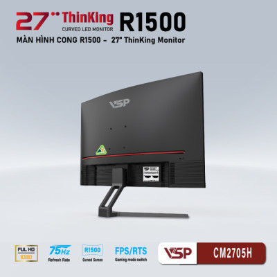 Màn hình VSP CM2705H Gaming cong 27inch (27" FHD MVA 75Hz 6.5Ms, VGA/HDMI) - Hàng chính hãng TECH VISION phân phối