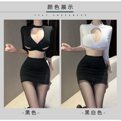 Cosplay Nàng Thư Ký Cutout Gợi Cảm - Váy Ngủ Hóa Trang Nữ Trợ Lý Giám Đốc Sexy Quyến Rũ Và Gợi Cảm, Đồ Ngủ Cosplay C049