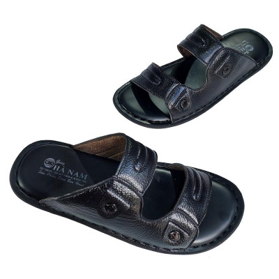 Dép Nam Quai Ngang HÀ NAM Da Bò Thật Cao Cấp DNA199