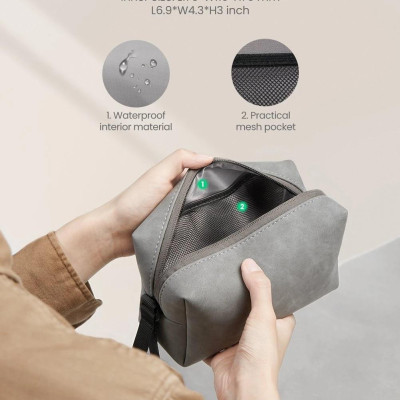 Ugreen UG80520LP285TK 23x13.6x7.7cm Túi đựng phụ kiện điện tử có dây buộc màu xám - HÀNG CHÍNH HÃNG