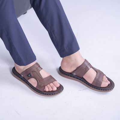 Dép Sandal Nam Da Bò - DK02 Đế Khâu Đúc Nguyên Khối, Đường May Chắc Chắn, Đế Massage Mềm Mại Êm Chân