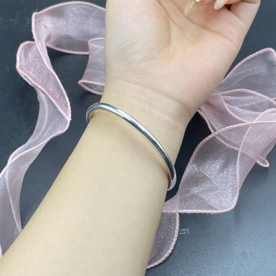 Kiềng Tay Lắc Tay Nữ Bản Trơn Bạc Nguyên Chất S99 BẠC HIỂU MINH LTU656