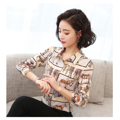 Áo sơ mi nữ công sở thiết kế họa tiết dân gian Sm78