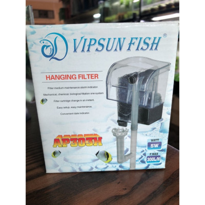 Máy lọc nước bể cá Vipsun Fish AP  303H - 5W 300l/h- Lọc thác, có lọc váng, hoạt động êm ái, Dùng cho hồ 40cm trở xuống.