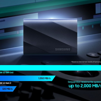 Ổ cứng di động SSD Samsung T9 Tốc độ đọc/ghi 2,000 MB/s 1,950 MB/s USB 3.2 Gen 2x2 - 1 Đổi 1 - Hàng chính hãng