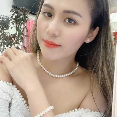 Bộ Ngọc Trai Nuôi Thiên Nhiên Vòng Cổ Vòng Tay Khuyên Tai Cao Cấp Kèm Giấy Kiểm Định BCB001 Bạc Hiểu Minh